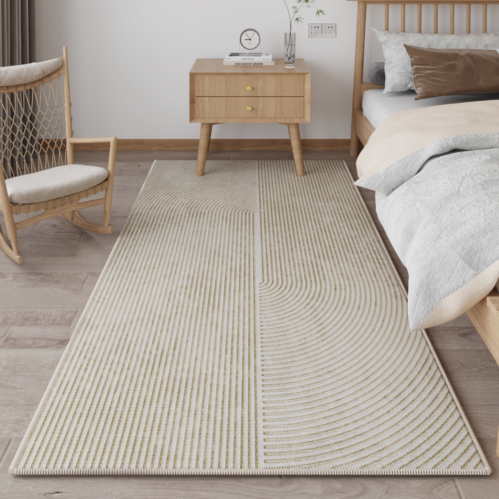 Wooden Style Bedroom Bedside Rug – Full Coverage Rectangular Floor Mat for Tatami Rooms