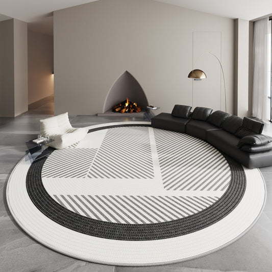 Round Cream Loop-Pile Rug – Modern Non-Slip Carpet