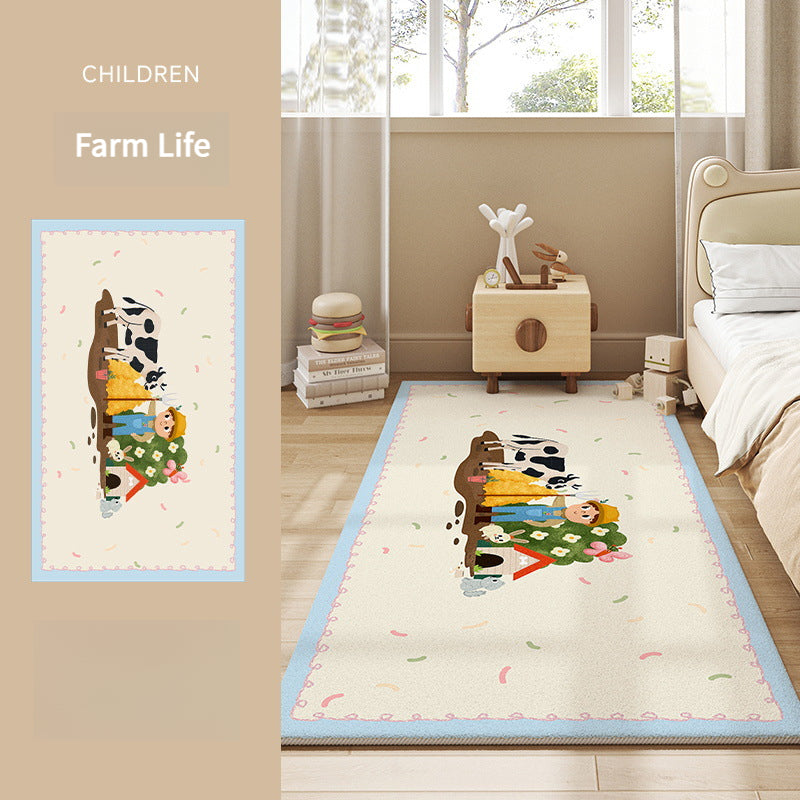 Cartoon Bedside Rug – Soft & Thick Kids' Room Carpet