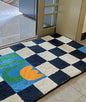 Fluffy Grids Bathmat Soft Floral Bathroom Rug Bedside Carpet Function Entrance Floor Mat Anti Slip Pad Aesthetic Home Decor