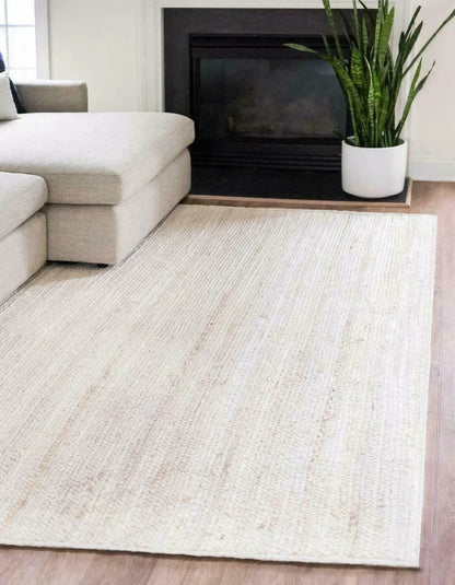 White Runner Rug 100% Natural Jute Braided Style Handmade Rug