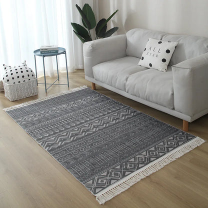 Nordic Rug for Living Room Cotton Linen Hand Woven BedroomTassel  Rug