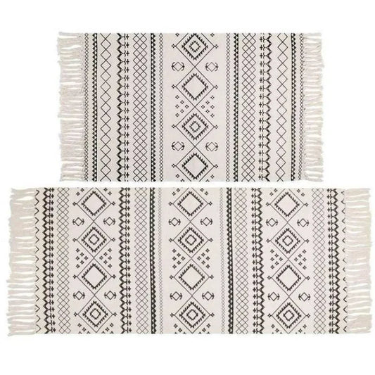 Nordic Cotton and Linen Knit Ethnic Style Tassel Small Rug