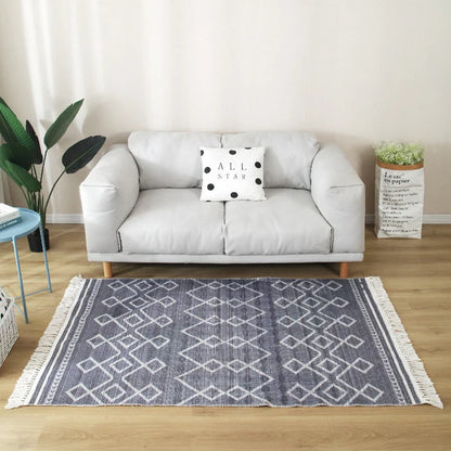 Nordic Rug for Living Room Cotton Linen Hand Woven BedroomTassel  Rug