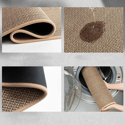 Washable Non-slip Kitchen Rug Faux Sisal Running Rug