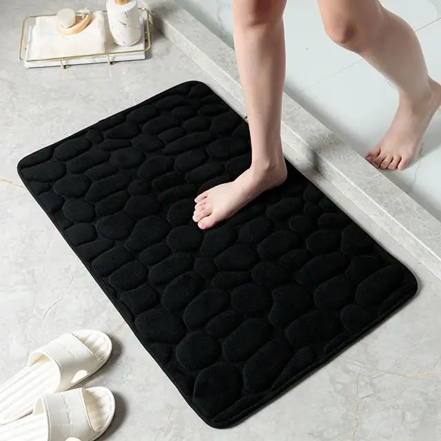 Cobblestone Embossed Bath Mat Non-slip Water Absorption Washable Mat