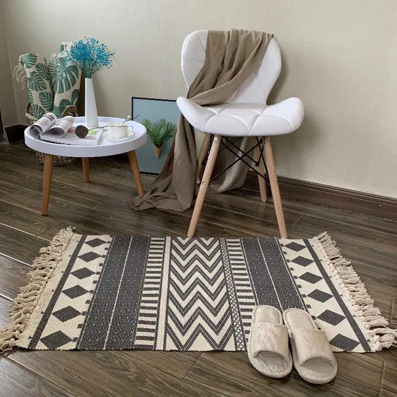 Cotton Tassel Home Weave Welcome Foot Pad Bedroom Study Room Floor Rug