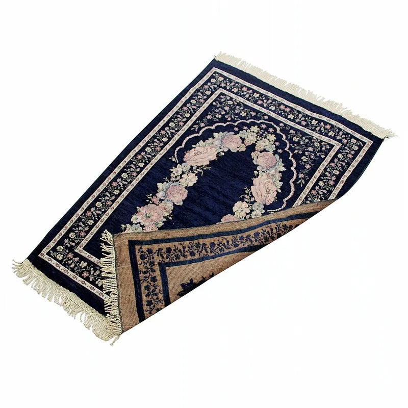 Muslim Worship Mat Prayer Chenille Cotton Islamic Blanket Rug