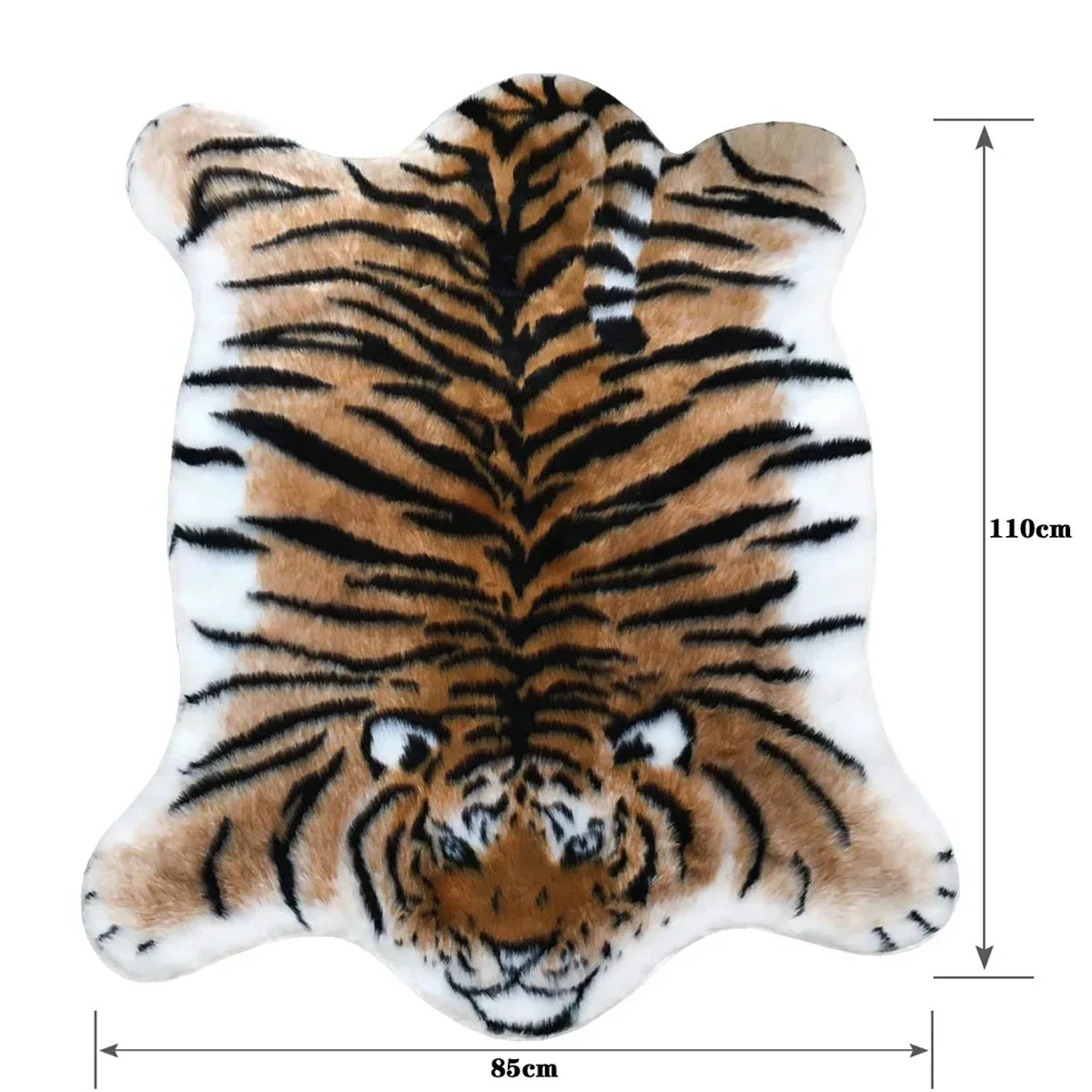 Soft Fluffy Tiger Faux Fur Hide Printed Animal Skins Area Rug