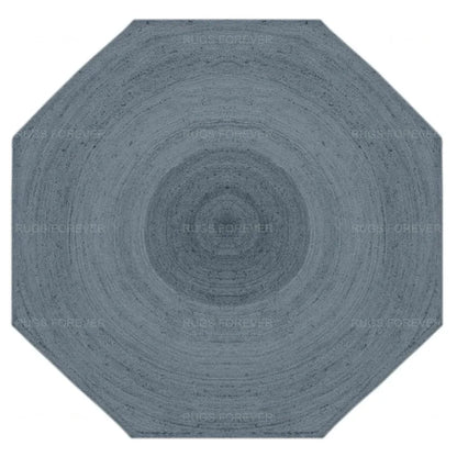 Gray Hand Braided Jute Area Rug Living Room Octagon Rug