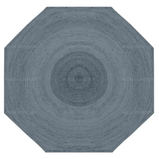 Gray Hand Braided Jute Area Rug Living Room Octagon Rug