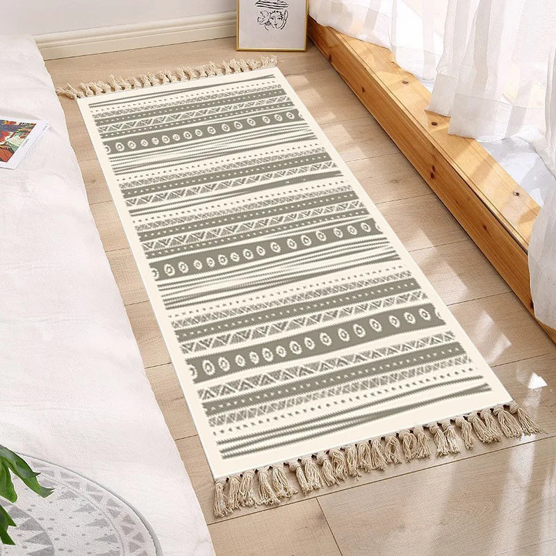 Boho Runner Rugs for Bedroom Living Room Cotton and Linen Home Rug