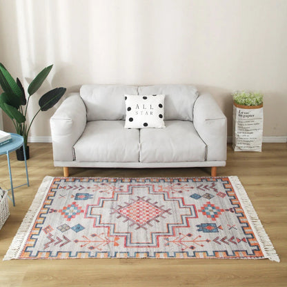 Nordic Rug for Living Room Cotton Linen Hand Woven BedroomTassel  Rug