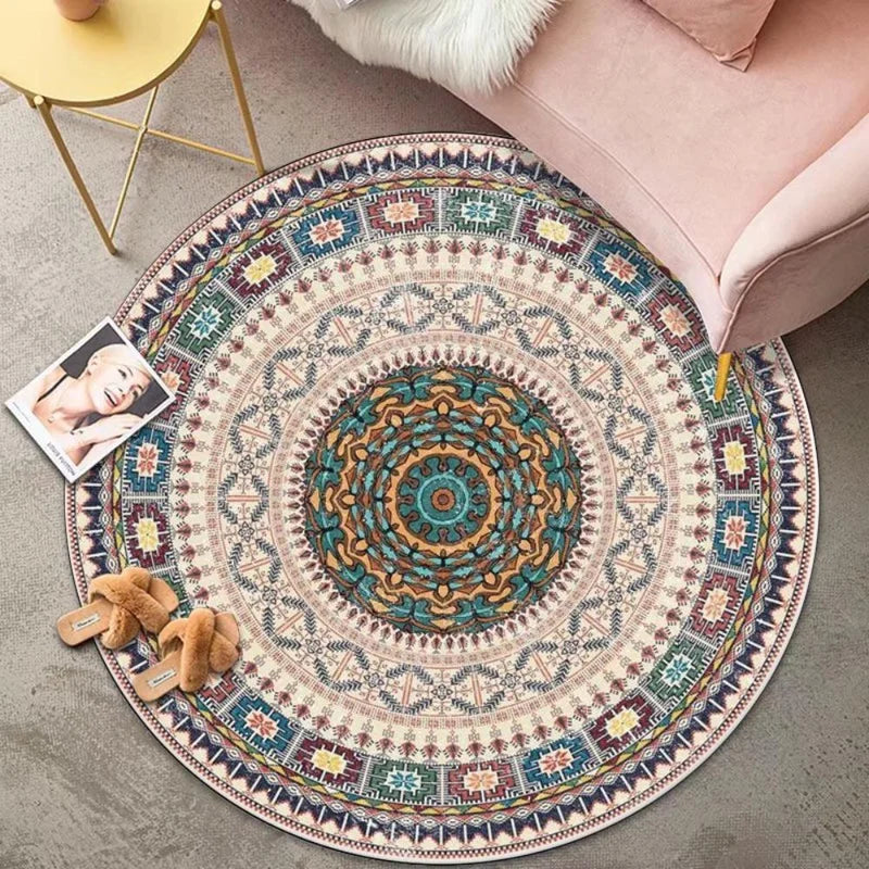 Crystal Pile Carpet Round Vintage Ethnic Style B&B Hotel Rug