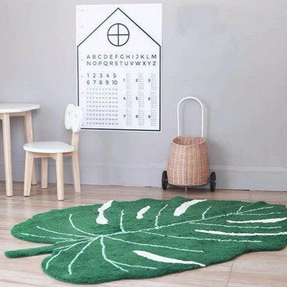 Creative Ins Leaf Rug Washable Study Irregular Decoration Plush Carpet