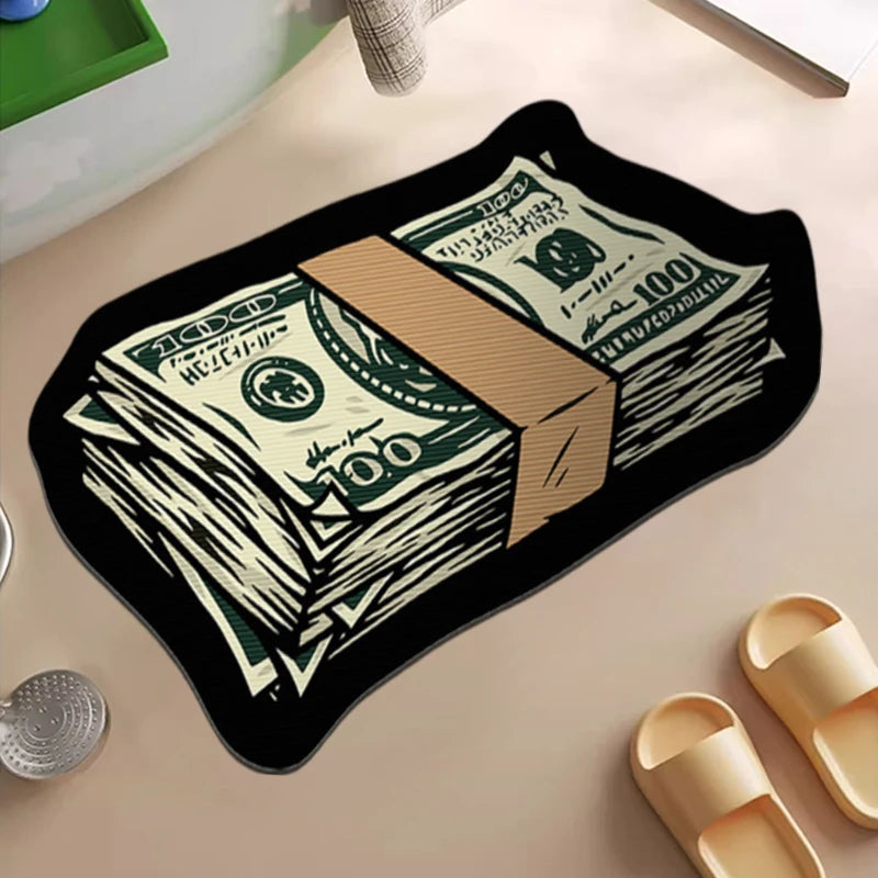 Money Cash Door Mat Creative Bath Mat Livingroom Floor Carpet