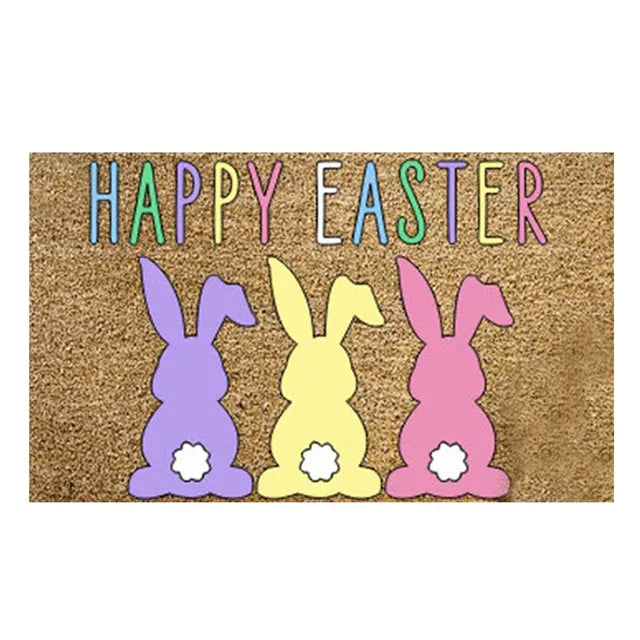 Easter Doormat Easter Eggs Rabbit Entryway Front Porch Rug