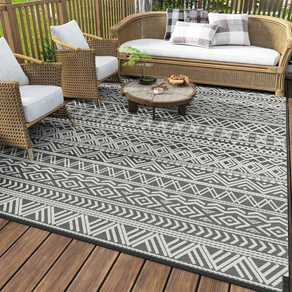 Outdoor Waterproof Round Reversible Patio Rug