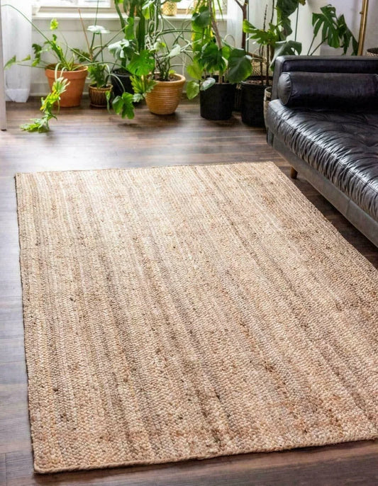 Natural Jute Reversible Braided Modern Rustic Look Fur Rug