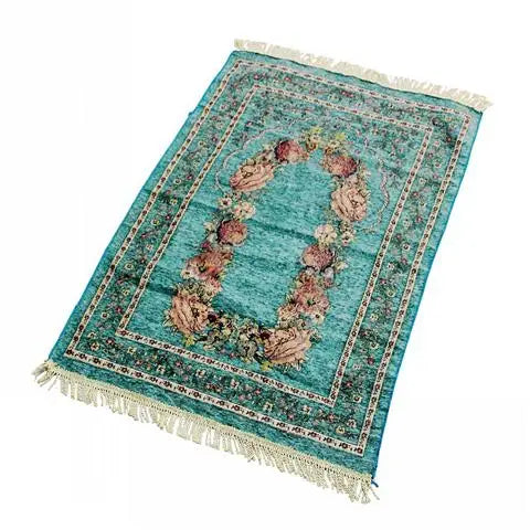 Muslim Worship Mat Prayer Chenille Cotton Islamic Blanket Rug