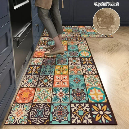 Kitchen Rug Absorbent Printed Non-slip Hallway Long Rug