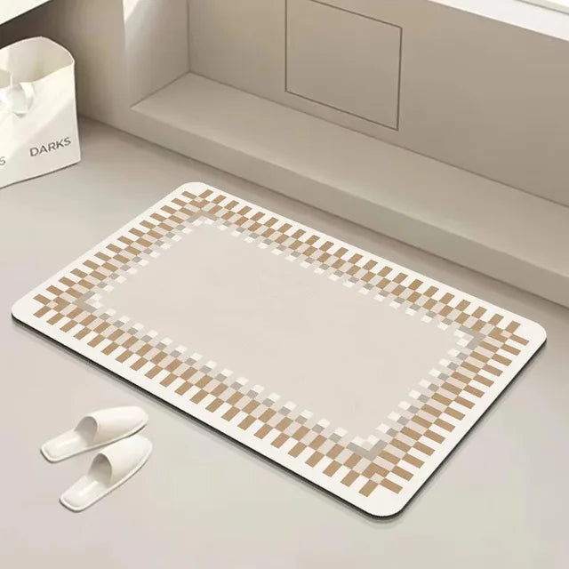 Geometric Diatomite Non-Slip Super Absorbent Bathroom Mat