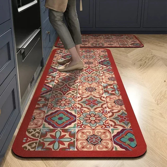 Kitchen Rug Absorbent Printed Non-slip Hallway Long Rug