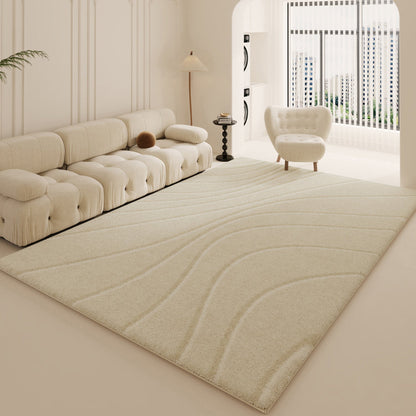 Modern Minimalist Rug – Creamy Long Fur Carpet for Living Room & Bedroom