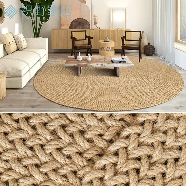 Natural Jute Hand Woven Soft Comfortable Breathable Bedroom Rug