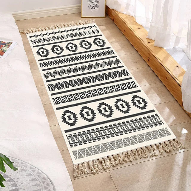 Boho Runner Rugs for Bedroom Living Room Cotton and Linen Home Rug