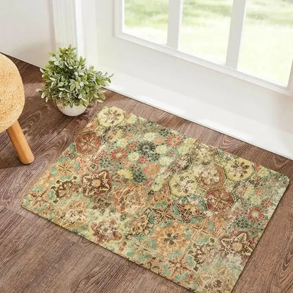 Floral Boho Floor Door Mat Non Slip Bathroom Kitchen Area Rug