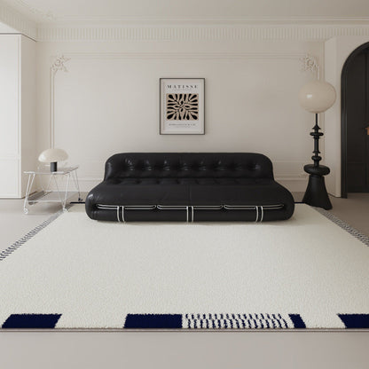 French-Inspired Luxury Rug – Black & White Minimalist Carpet