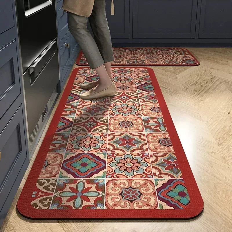 Kitchen Rug Absorbent Printed Non-slip Hallway Long Rug