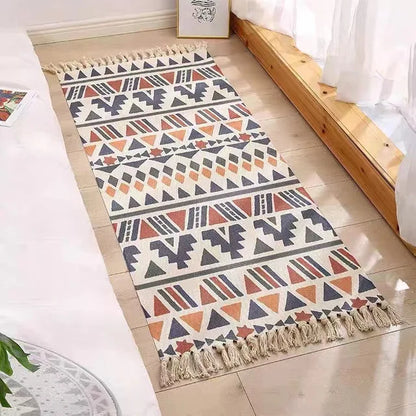 Nordic Cotton and Linen Knit Ethnic Style Tassel Small Rug