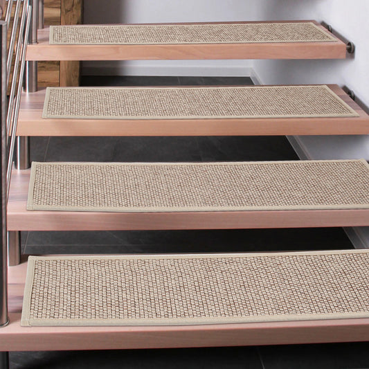 4Pcs Natural Linen Stair Treads Anti-Slip Indoor Stair Runner Rug