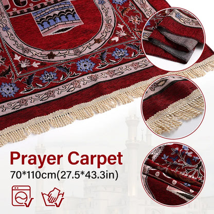 Muslim Prayer Rug Chenille Blanket Worship Islamic Blanket Carpet