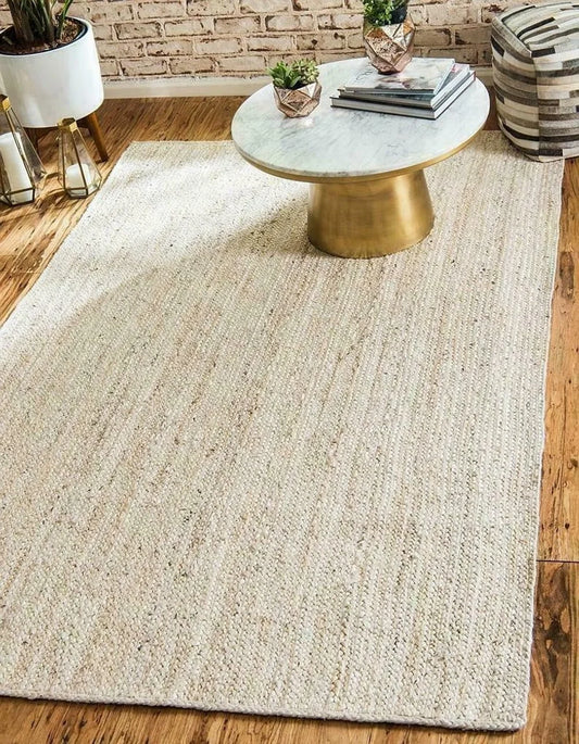 White Runner Rug 100% Natural Jute Braided Style Handmade Rug