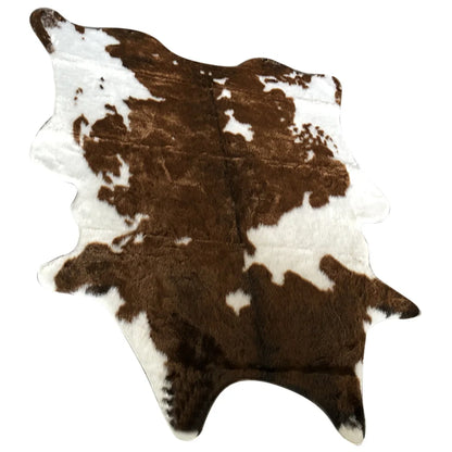 Simulated Cow Pattern Plush Rug Supple Washable Comfortable Rug