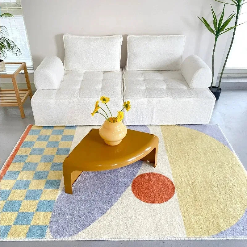 Simplicity Off-white Carpets for Living Room Non-slip Bedroom Rug