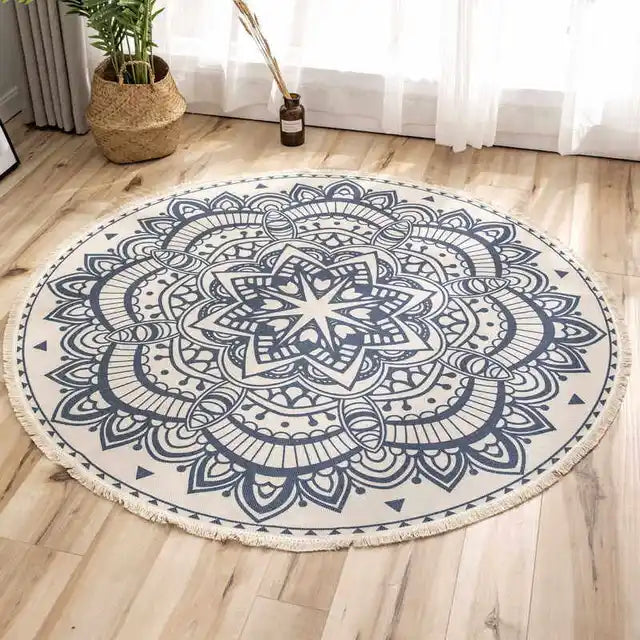 Mandala Round Nordic Bohemian Area Rugs Cotton Linen Tassels Rugs