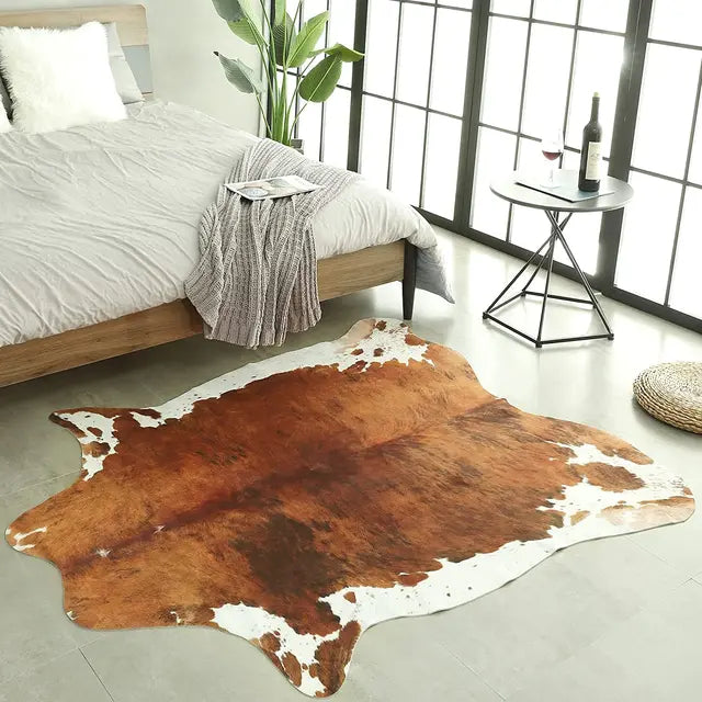 Imitation Cow Leather Area Rug Room Decor Industrial Style Modern Rug