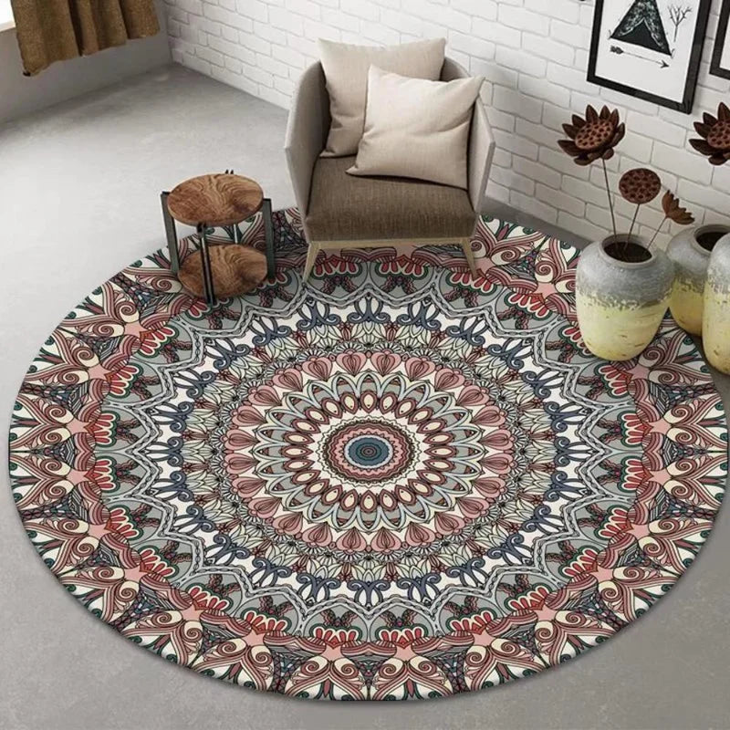 Crystal Pile Carpet Round Vintage Ethnic Style B&B Hotel Rug