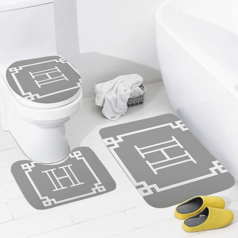 3pcs Letters and wreaths home bathroom anti-slip floor mat