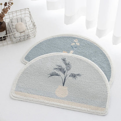 Plush Absorbent Bath Mat Morandi Style Semicircle Bathroom Rug