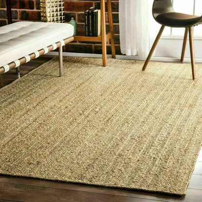 Natural Jute Reversible Braided Modern Rustic Look Fur Rug