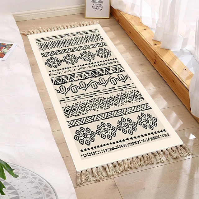 Boho Runner Rugs for Bedroom Living Room Cotton and Linen Home Rug