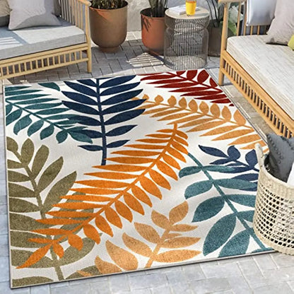 Modern Tropical Leaves Carpet for Patio Non-slip Decoration Rug