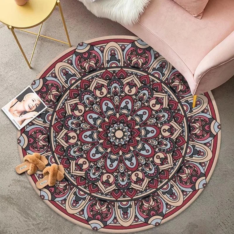 Crystal Pile Carpet Round Vintage Ethnic Style B&B Hotel Rug