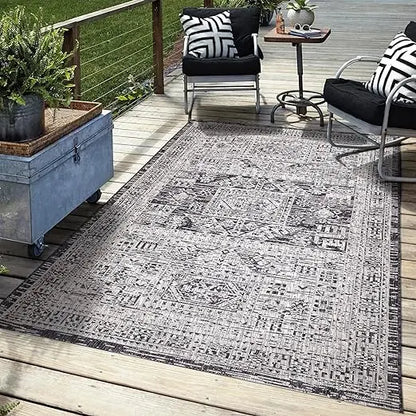 Outdoors 8x10ft Washable Outdoor Rug for Patio Balcony Garden