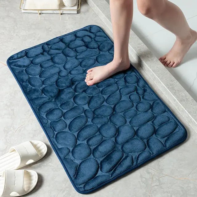 Cobblestone Embossed Bath Mat Non-slip Water Absorption Washable Mat